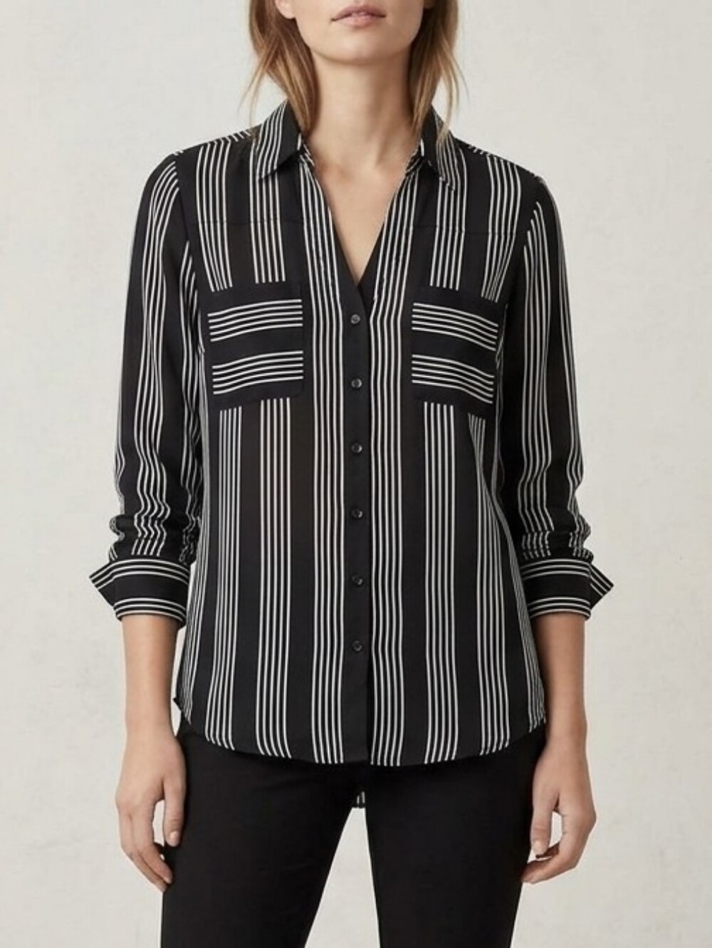 Express Black and White Striped Shirt